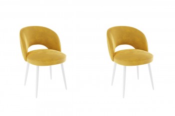 Набор стульев Моли 2 шт (жёлтый велюр/белый) в Олёкминске - olyokminsk.mebel54.com | фото