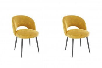Набор стульев Моли 2 шт (жёлтый велюр/черный) в Олёкминске - olyokminsk.mebel54.com | фото