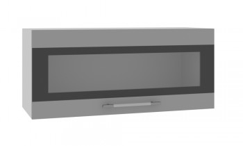 Норд ШВГС 800 Шкаф верхний горизонтальный со стеклом (Софт черный/корпус Белый) в Олёкминске - olyokminsk.mebel54.com | фото
