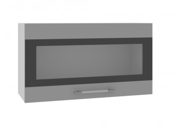 Олива ВПГСФ 800 Шкаф верхний горизонтальный со стеклом с фотопечатью высокий (Ваниль глянец/корпус Серый) в Олёкминске - olyokminsk.mebel54.com | фото