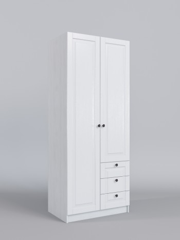 Шкаф 2-х створчатый с ящиками Классика (Белый/корпус Выбеленное дерево) в Олёкминске - olyokminsk.mebel54.com | фото