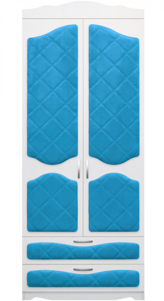 Шкаф 2-х створчатый с ящиками серии Иллюзия 84 Ярко-голубой в Олёкминске - olyokminsk.mebel54.com | фото