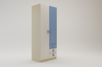 Шкаф 2-х створчатый с ящиками Скай (Синий/Белый/корпус Клен) в Олёкминске - olyokminsk.mebel54.com | фото