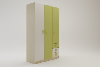 Шкаф 3-х створчатый с ящиками Эппл (Зеленый/Белый/корпус Клен) в Олёкминске - olyokminsk.mebel54.com | фото