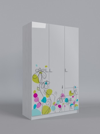 Шкаф 3-х створчатый с ящиками Флёр (Белый/корпус Выбеленное дерево) в Олёкминске - olyokminsk.mebel54.com | фото