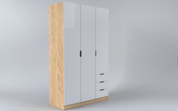Шкаф 3-х створчатый с ящиками Лофт (Белый/корпус Дуб Сонома) в Олёкминске - olyokminsk.mebel54.com | фото