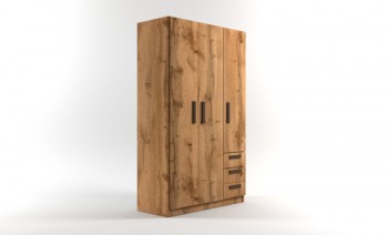 Шкаф 3-х створчатый с ящиками Шервуд (Дуб Вотан) в Олёкминске - olyokminsk.mebel54.com | фото