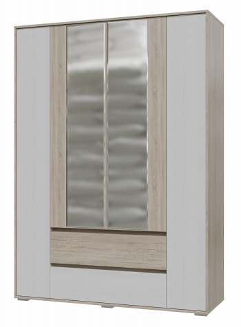 Шкаф 4-х дверный с ящиками Мальта 1600 Дуб сонома/Рамух белый в Олёкминске - olyokminsk.mebel54.com | фото