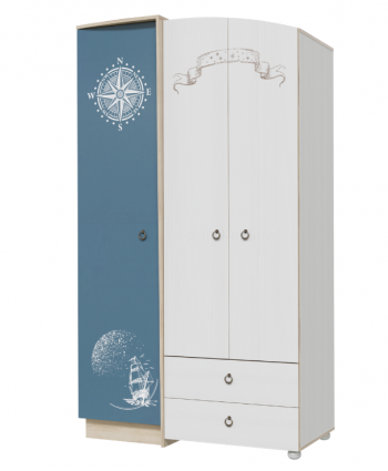 Шкаф для одежды Бриз 1200 Дуб ривьера/ Рамух белый/синий в Олёкминске - olyokminsk.mebel54.com | фото
