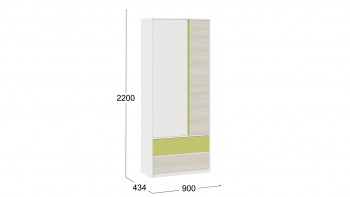 Шкаф для одежды комбинированный «Сканди» Дуб Гарден/Белый/Зеленый в Олёкминске - olyokminsk.mebel54.com | фото
