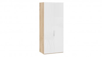 Шкаф для одежды с 2 глухими дверями «Эмбер» Яблоня Беллуно/Белый глянец в Олёкминске - olyokminsk.mebel54.com | фото