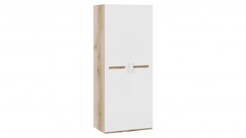 Шкаф для одежды с 2-мя дверями «Фьюжн» Дуб Делано/Белый глянец в Олёкминске - olyokminsk.mebel54.com | фото