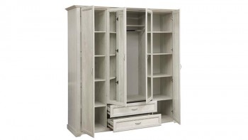 Шкаф для одежды "Сохо" (бетон пайн белый/2 ящика/зеркало) в Олёкминске - olyokminsk.mebel54.com | фото