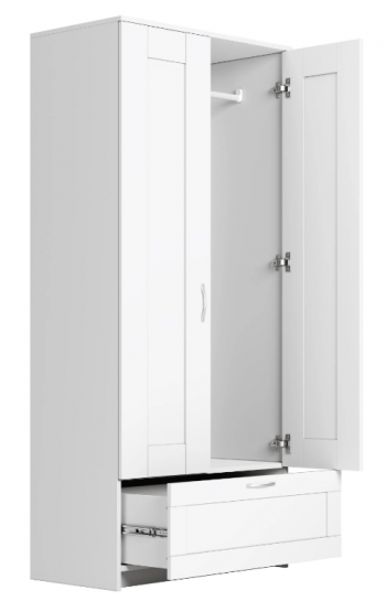 Шкаф двухдверный Сириус с 1 ящиком белый в Олёкминске - olyokminsk.mebel54.com | фото