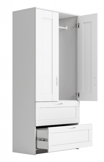 Шкаф двухдверный Сириус с 2 ящиками белый в Олёкминске - olyokminsk.mebel54.com | фото