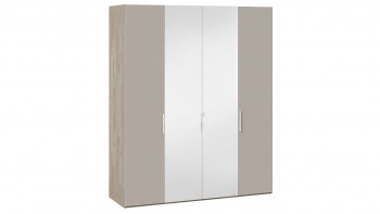 Шкаф комбинированный с 2 глухими и 2 зеркальными дверями «Эмбер» Баттл Рок/Серый глянец в Олёкминске - olyokminsk.mebel54.com | фото
