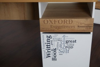 Стол с ящиками «Оксфорд» (Ривьера/Белый с рисунком) в Олёкминске - olyokminsk.mebel54.com | фото